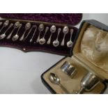 Asprey, a cased silver egg cup and napkin ring in its Asprey case, with a plated teaspoon. Hallmarke