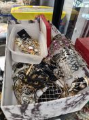 Box of modern and vintage costume jewellery to include quantity of stud earrings, rings, bangles, et