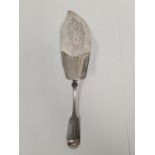 A Victorian silver fiddle and thread pierced fish slice by William Fountain (probably) having a deco