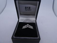 9ct white gold dress ring in the form of a crown inset with diamonds, marked 9K, size Q/R