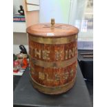An Oak and brass bound Brandy barrel, with the inscription "The King God Bless Him"