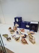 12 various Royal Crown Derby paperweights incl Imari Ram and Green Winged Teal