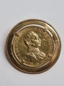 German 22ct gold 20 Mark coin, dated 1914, Wilhelm II, and outspread crowned Imperial Eagle, text re