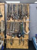 3 Boards hung with large quantity of necklaces, bracelets etc