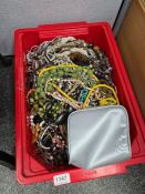 Large box of vintage and modern costume jewellery