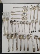 A selection of various silver spoons having a range of hallmarks and patterns to incl. a very pretty