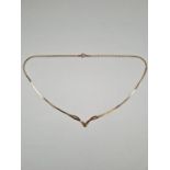 9ct yellow gold fine neckchain, with heart detail, marked 375, approx 2g
