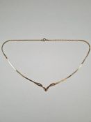 9ct yellow gold fine neckchain, with heart detail, marked 375, approx 2g