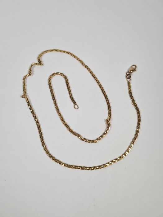 9ct gold herringbone chain, AF, twisted, marked 375, 145cm, approx 6.42g