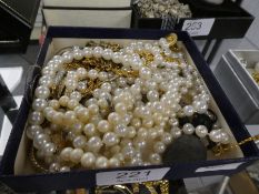A small quantity of costume jewellery to include a plated curblink necklace, simulated pearls and tw