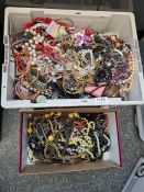 2 Boxes of modern and vintage costume jewellery