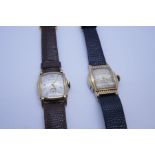 Bulova; two vintage Bulova wristwatches, one numbered 4742550, the other 0778072, both on leather st