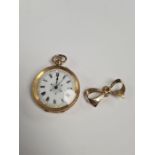 Continental 18ct yellow gold cased pocket watch with all over engraved decoration the back with blan