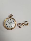 Continental 18ct yellow gold cased pocket watch with all over engraved decoration the back with blan