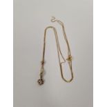 9ct yellow gold necklace hung with a pendant set with a single diamond, approx 0.10 carat, approx 1.