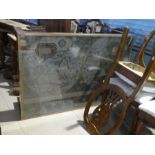 Large brass bound coffee table with inset map of the World and glazed top