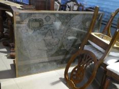 Large brass bound coffee table with inset map of the World and glazed top