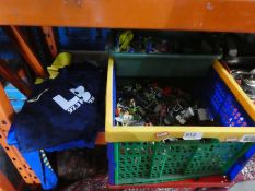 A tray of plastic toy soldiers and four football tops
