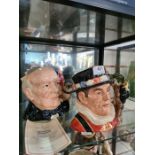 Six large Royal Doulton character jugs to include a special edition Winston Churchill example produc