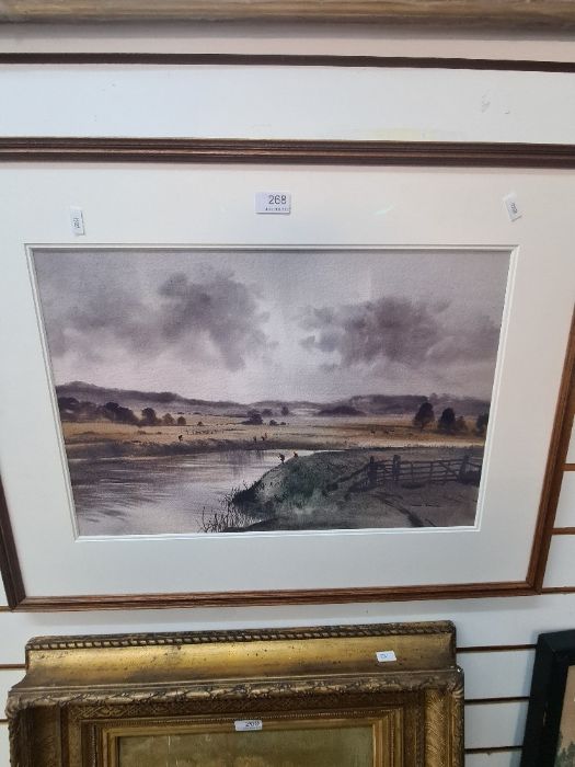 A watercolour of fishing on the River Rother, by Thomas Liverton, signed, 54.5cm x 36.5cm - Image 8 of 8