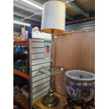 A retro style occasional table/come standard lamp with tarnished metal