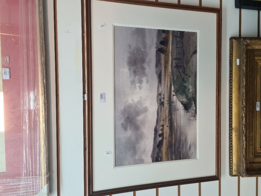 A watercolour of fishing on the River Rother, by Thomas Liverton, signed, 54.5cm x 36.5cm