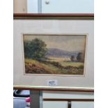 JJ Gilbertson, a small watercolour of hilly landscape