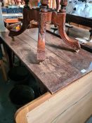 An antique oak oblong side table on square legs, 110 cms