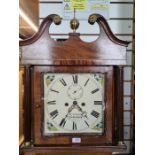 A long case clock with painted dial with the inscriptions Wm. Carter, Salisbury, with key