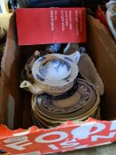 Two boxes of mostly blue and white china, some by Crown Devon
