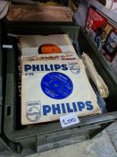 A box of 45s singles and vinyl LPs, ranging mostly from the 60s and 70s, a large selection