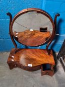 A G-Plan style vintage teak nest of coffee tables and an antique box base dressing mirror