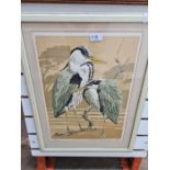 A 1970s pencil signed print of Herons by John Tennant, limited edition