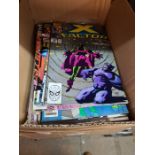 Two small boxes of Marvel, DC and similar comics, mainly late 20th Century