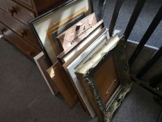 A selection of pictures and prints, some with gilt wood frames