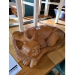 A modern carved wooden cat