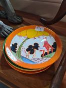 Four Wedgwood Clarice cliff 'Bizarre' collector's plates and six Royal Worcester 'Legends of the Nil