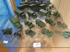 A quantity of unboxed Dinky Military vehicles (one shelf)