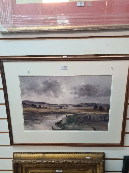 A watercolour of fishing on the River Rother, by Thomas Liverton, signed, 54.5cm x 36.5cm - Image 5 of 8