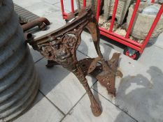 A heavy cast iron Victorian reproduction table base. A/F