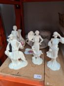 Four Royal Worcester figurines from the 1920s Vogue collection with certifications and other china d
