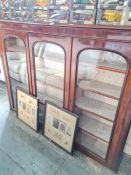 A large Victorian mahogany bookcase having three glazed doors, 184cms