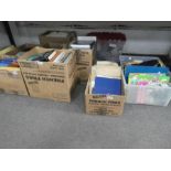 6 boxes of books and a box of mixed stamps, mostly loose
