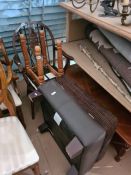 A sundry lot of furniture, rugs, etc including foot pouffe and a stool