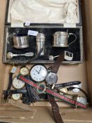 Quantity of vintage and modern wristwatches including Gucci, Timex, continental fob watch and cased