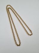 Heavy 9ct yellow gold belcher chain with lobster claw clasp, marked 375, 66cm approx 32.4g