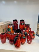 A collection of modern 1960/70's style Poole vases and similar (14)