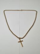 9ct yellow gold belcher chain hung with a 9ct gold cross, 47cm, 7.7g approx, marked 375