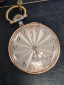 Attractive pocket watch with white metal back and plated rim, with silvered dial guilloche dial in J