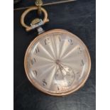 Attractive pocket watch with white metal back and plated rim, with silvered dial guilloche dial in J